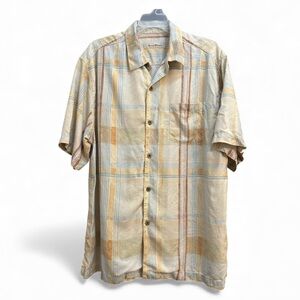 Tommy Bahama Silk Plaid Button Down Shirt Large
